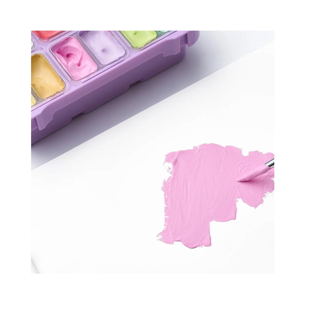 Σετ 12 Χρωμάτων Twin Cup Gouache Set Soft Pastel Colours- Purple Case TST228 Himi - 4