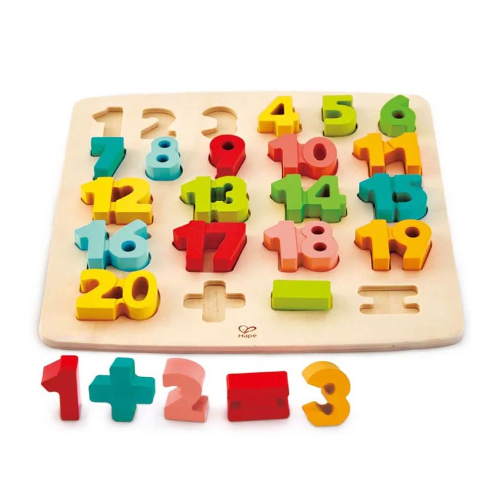 Ξύλινο Παζλ Σφηνώματα Happy Puzzles Αριθμοί Chunky Number Math Peg E1550A Hape - 1