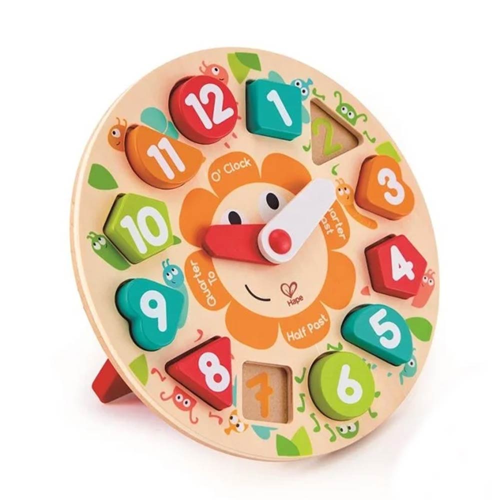 Ξύλινο Παζλ Σφηνώματα Happy Puzzles Ρολόι Chunky E1622A Hape - 82658