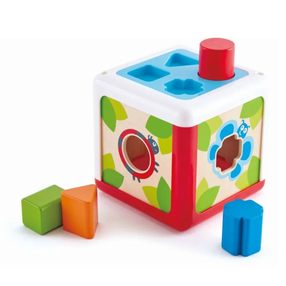 Ξύλινος Κύβος Ταξινόμησης Σχημάτων Early Explorer Box-Garden E0507 Hape - 86014