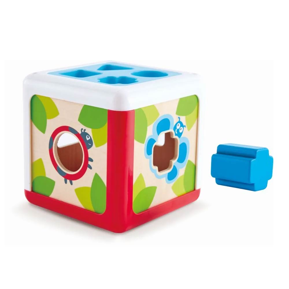 Ξύλινος Κύβος Ταξινόμησης Σχημάτων Early Explorer Box-Garden E0507 Hape - 1