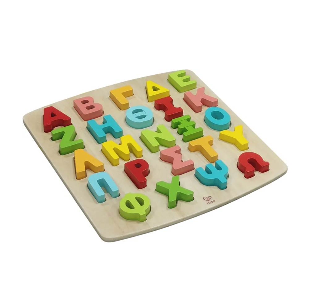 Ξύλινο Παζλ Σφηνώματα Happy Puzzles Ελληνικό Αλφάβητο E8661AG53 Hape