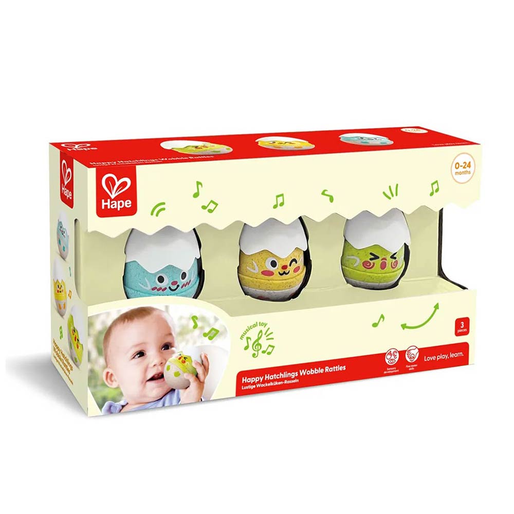 Ξύλινη Κουδουνίστρα Early Explorer Happy Hatchlings Wobble Rattles 3τμχ E0124 Hape - 2