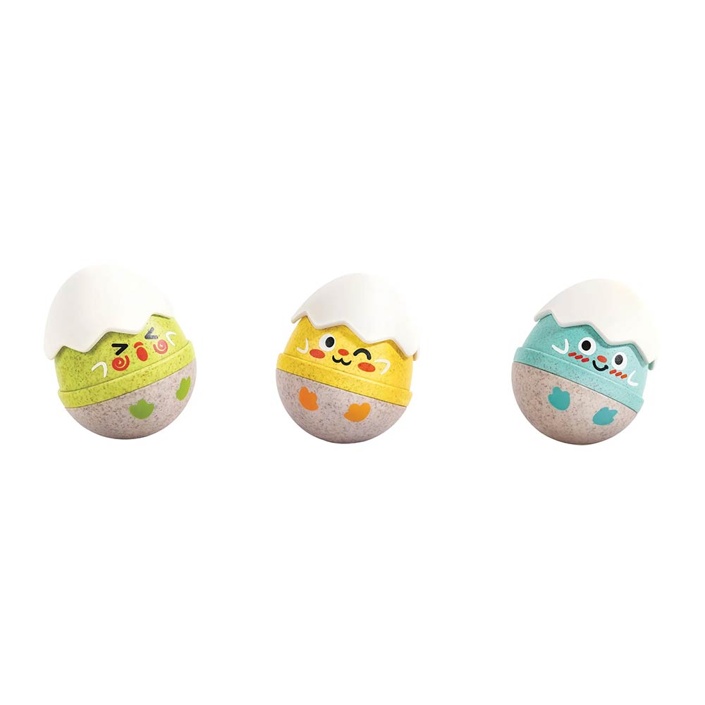 Ξύλινη Κουδουνίστρα Early Explorer Happy Hatchlings Wobble Rattles 3τμχ E0124 Hape - 82889