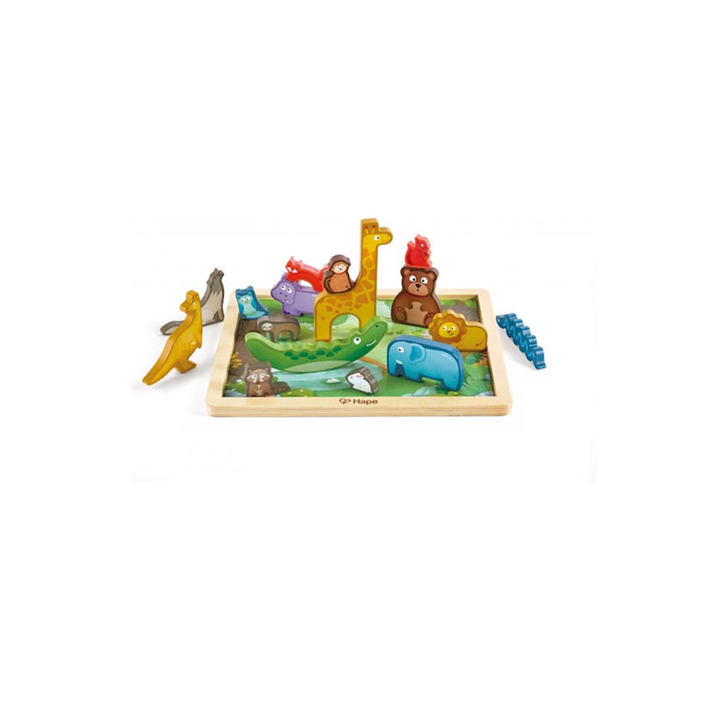 Ξύλινο Παζλ -  Happy Puzzles Ζωάκια Animal Kingdom E1656  Hape - 2