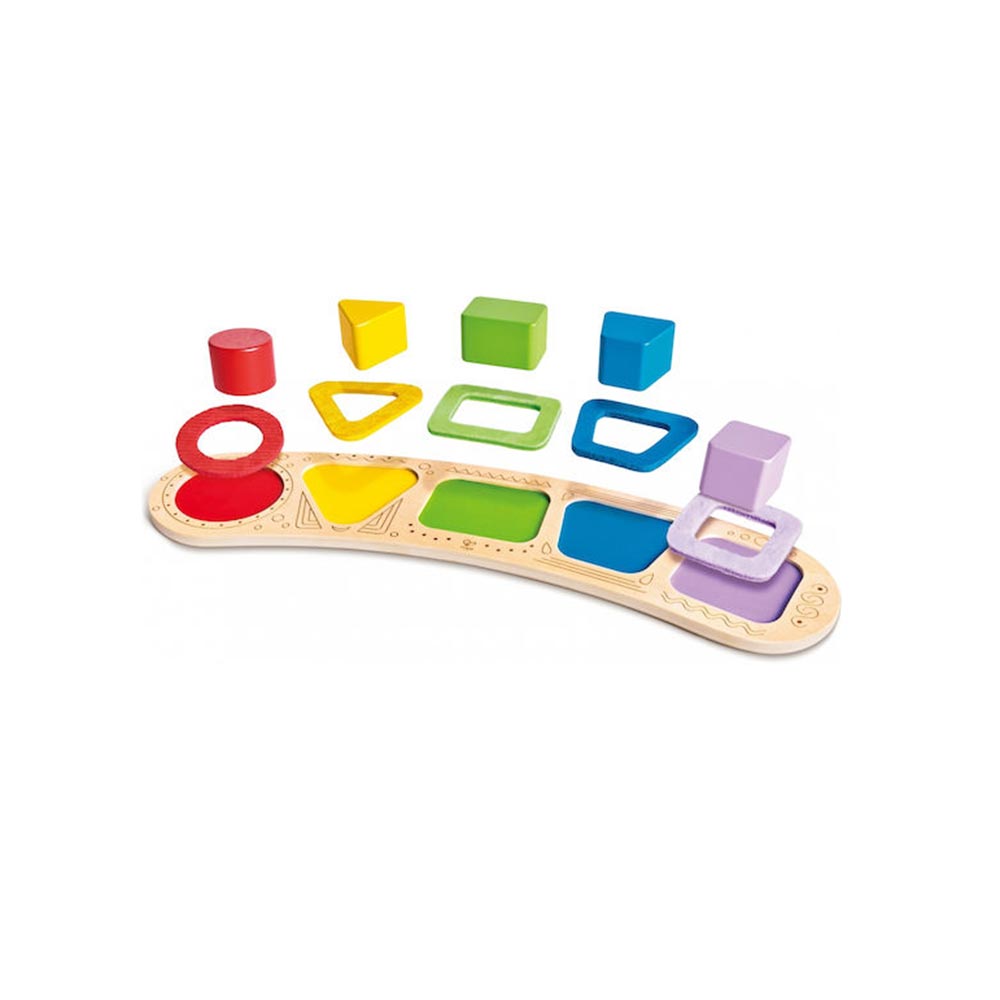 Ξύλινο Παζλ -  Happy Puzzles Γεωμετρικά Σχήματα & Χρώματα E1666 Hape - 2