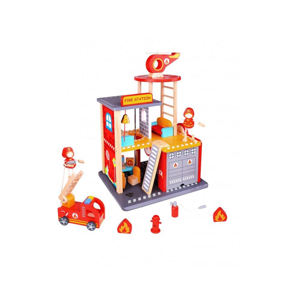 Ξύλινος Πυροσβεστικός Σταθμός TKI001 Tooky Toy - 14001