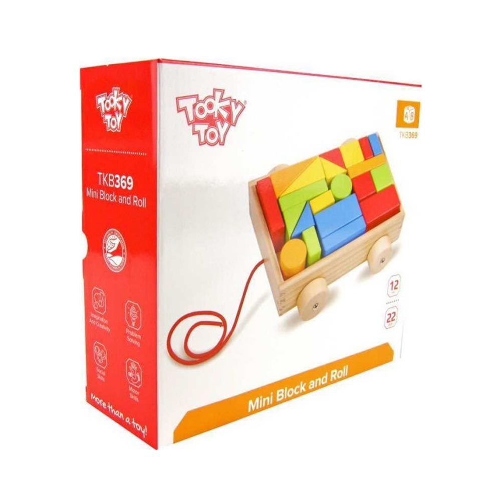 Ξύλινο Συρόμενο Καρότσι Τουβλάκια TKB369A Tooky Toy - 1