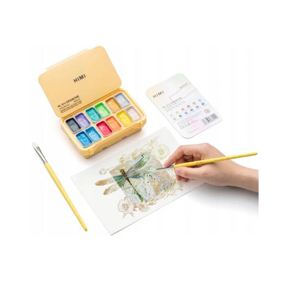 Σετ 12 Χρωμάτων Twin Cup Gouache Metallic Colors- Yellow Case TST75 Himi - 2