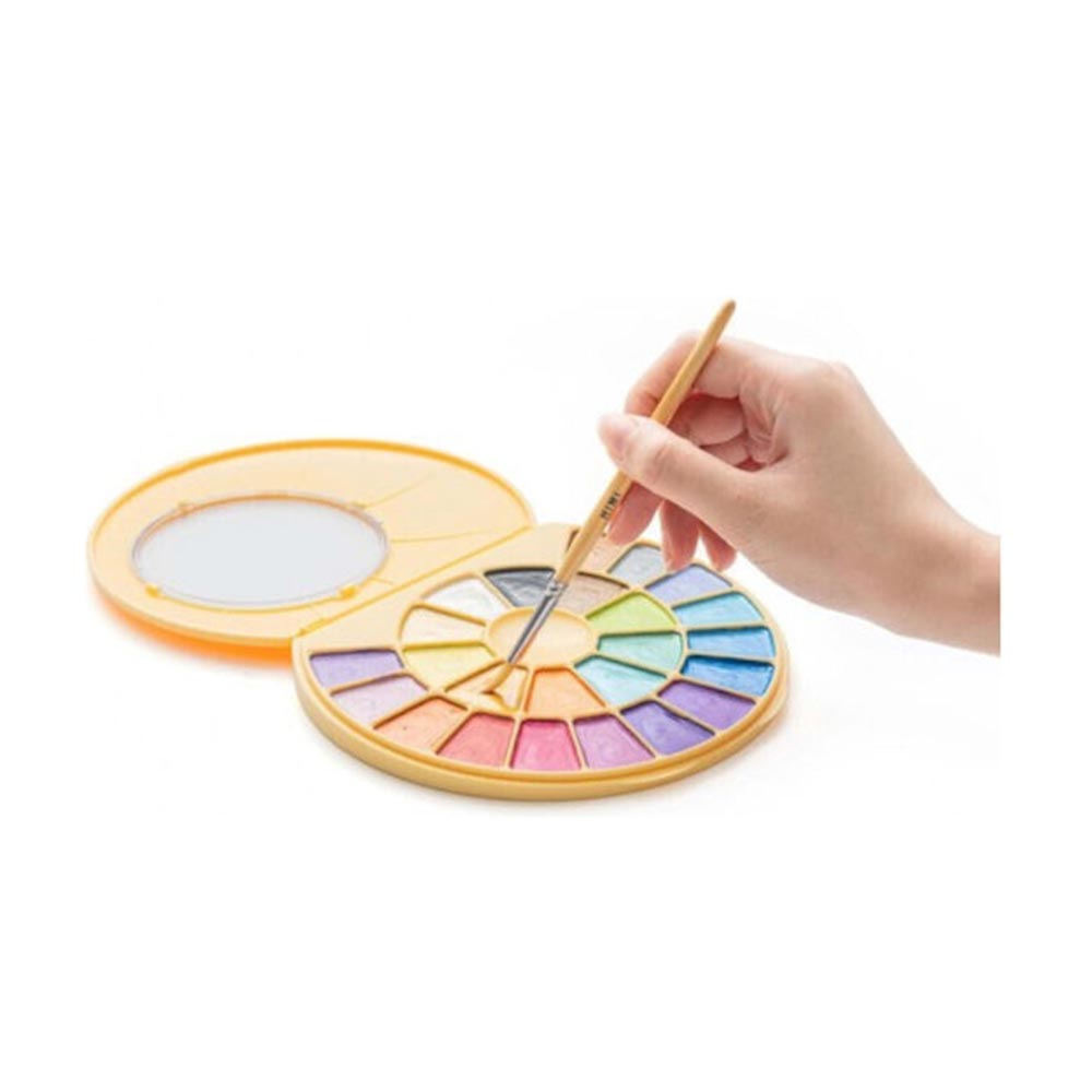 Σετ Ακουαρέλας 24 Χρωμάτων Semi - Moist Watercolour - Yellow Case, Metallic YSC192 Himi - 1