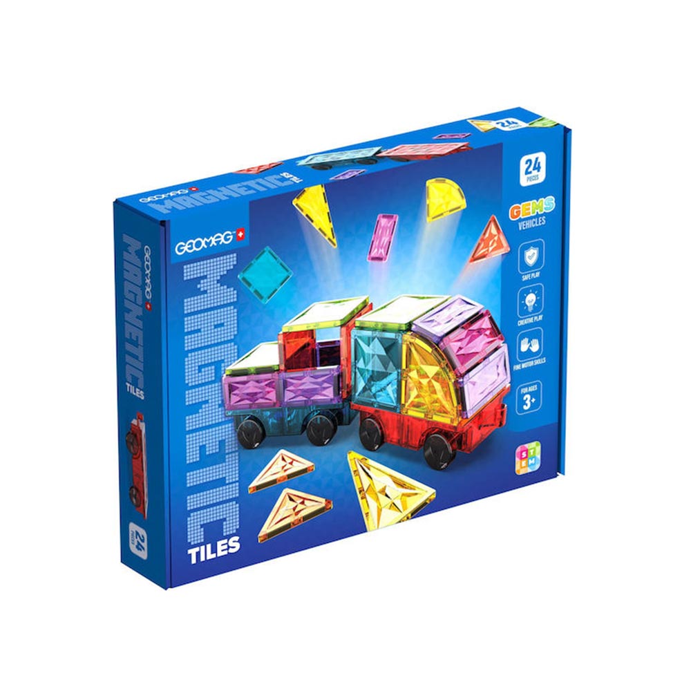 Μαγνητικό Παιχνίδι Tiles Gems Vehicles 24τμχ PF.224.211.00 Geomag - 109796