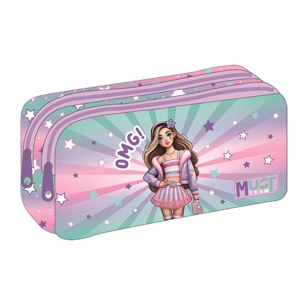 Κασετίνα Βαρελάκι Με 2 Θήκες Fashion Girl 587228 Must - 115070