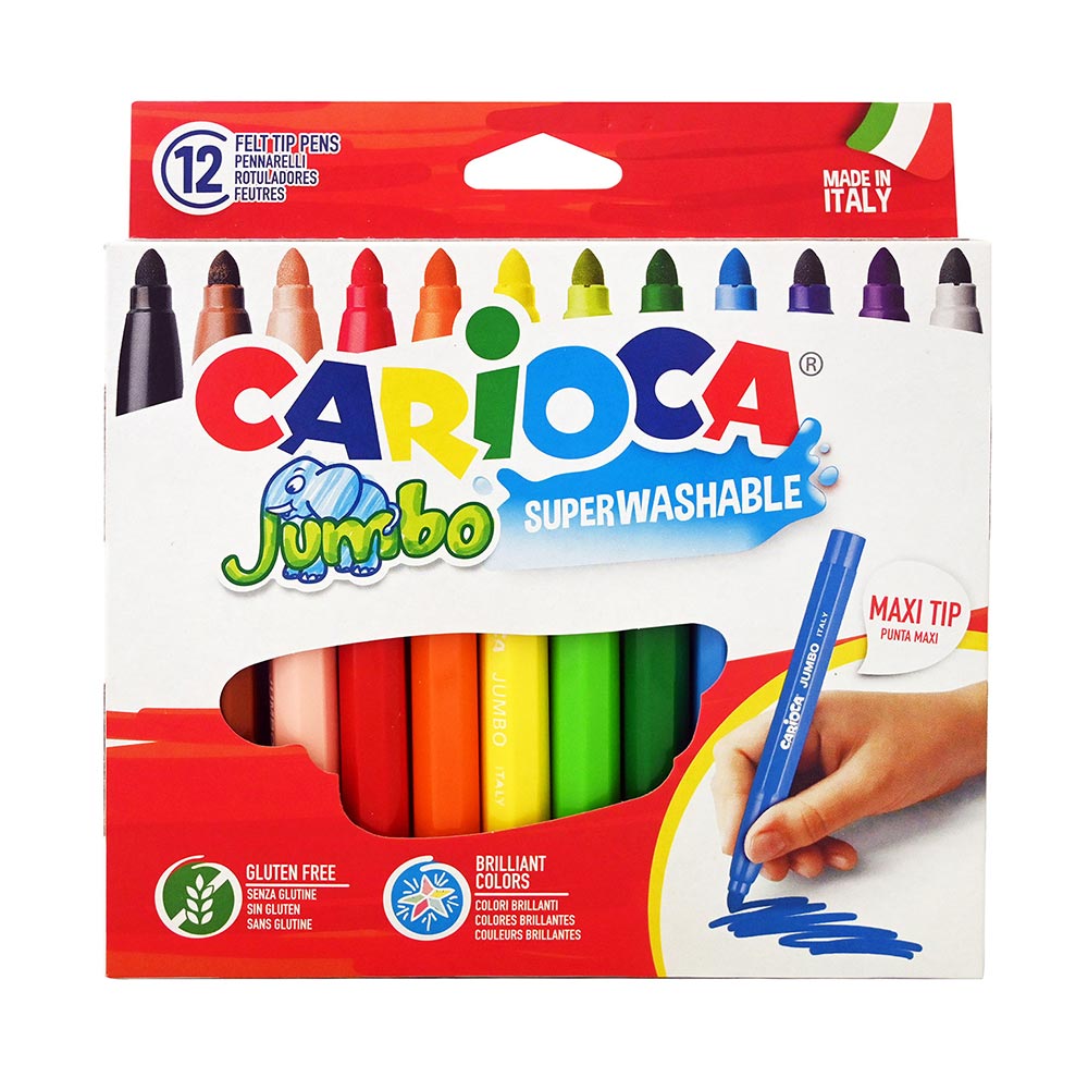 Μαρκαδόροι Ζωγραφικής Jumbo Superwashable Χονδροί 12τμχ 40569 Carioca