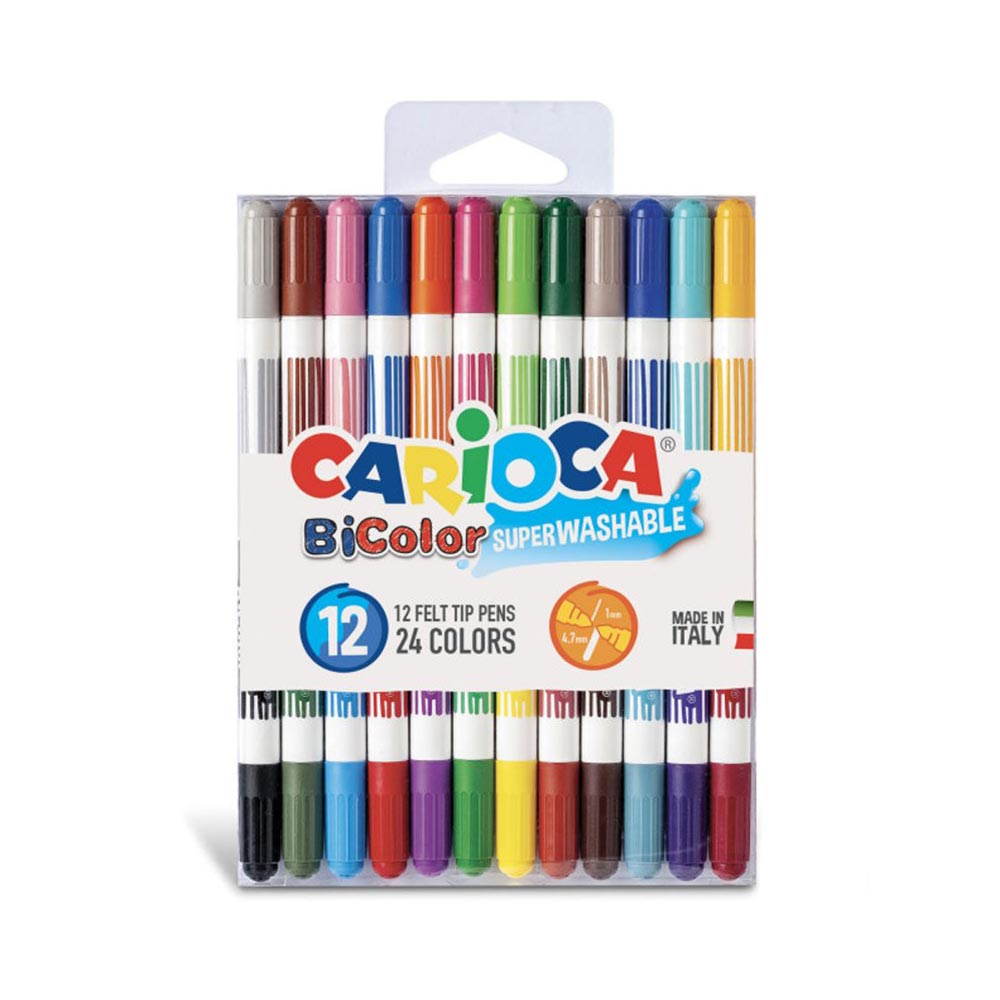 Μαρκαδόροι Ζωγραφικής Bi-Color Πλενόμενοι με Διπλή Μύτη 12τμχ 42265 Carioca - 79172