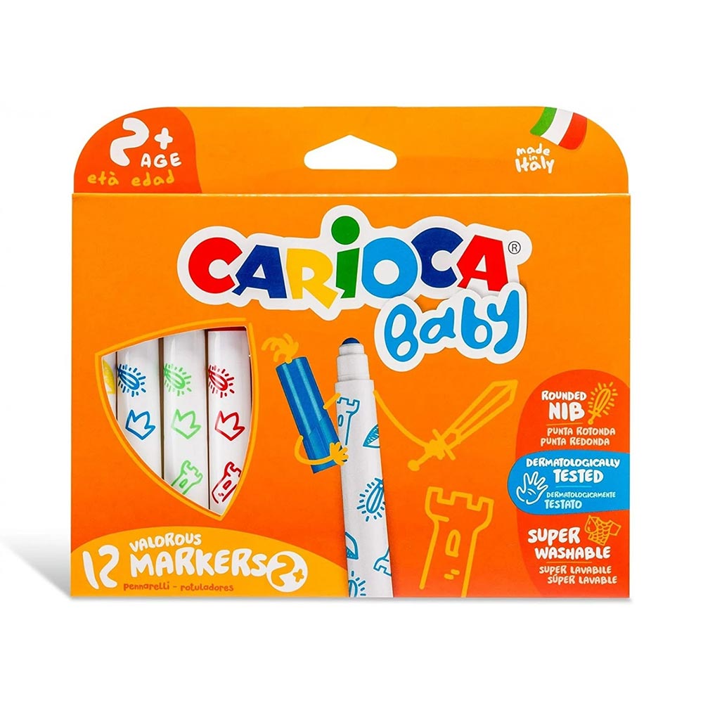 Μαρκαδόροι Ζωγραφικής Baby Valorous Πλενόμενοι Χονδροί 12τμχ 42814 Carioca - 79158