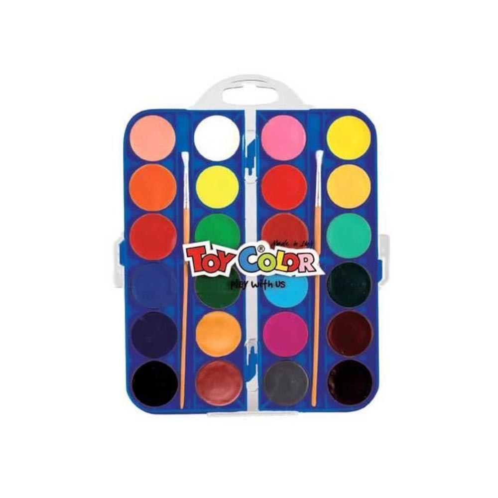 Σετ Νερομπογιές 24 Χρωμάτων με 2 Πινέλα Toy Color - 124826