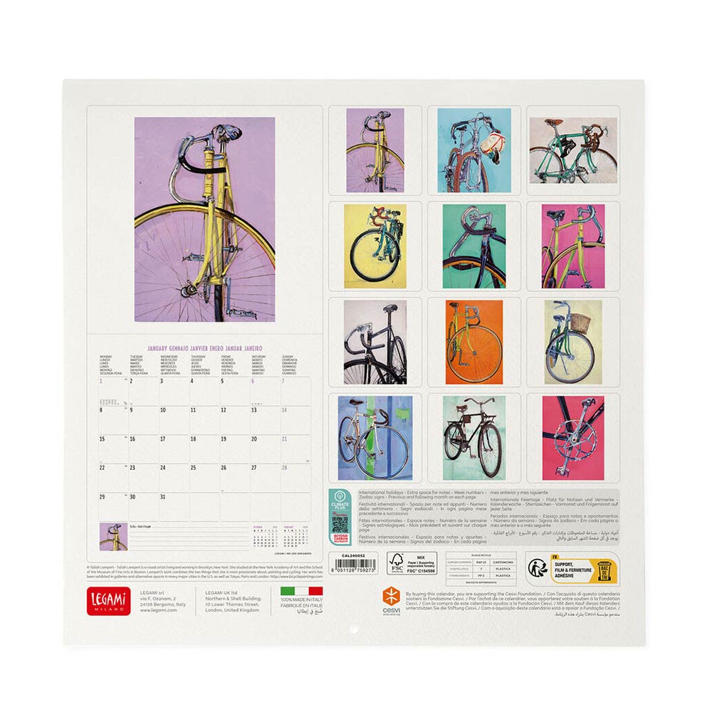 Hμερολόγιο Τοίχου 30x29 - 2024 Bike Art CAL240052 Legami - 2