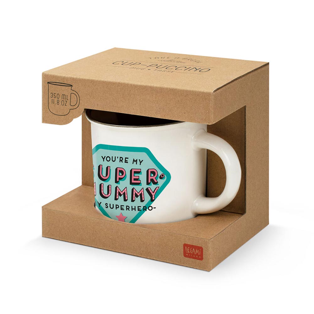 Κούπα από Πορσελάνη Cup-Puccino Super Mummy Λευκή 350ml CUP0035 Legami - 1