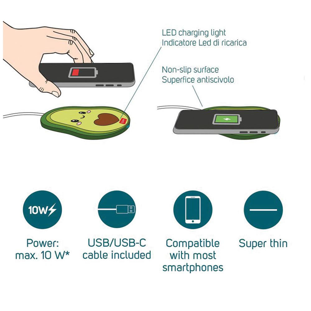 Super Fast Smartphone Wireless Charger Avocado WCHAR0001 Legami  - 2