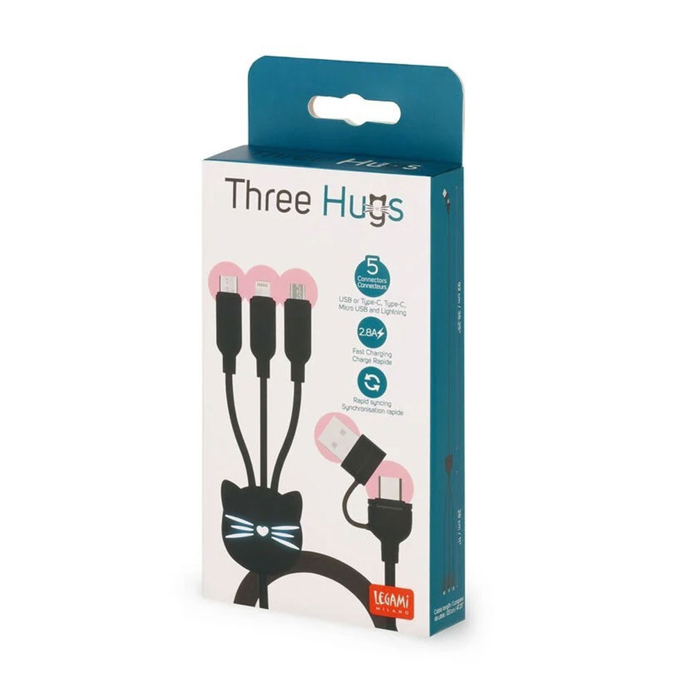 Charging And Synchronization Multi Cable - Three Hugs Kitty CCA0002 Legami - 70364