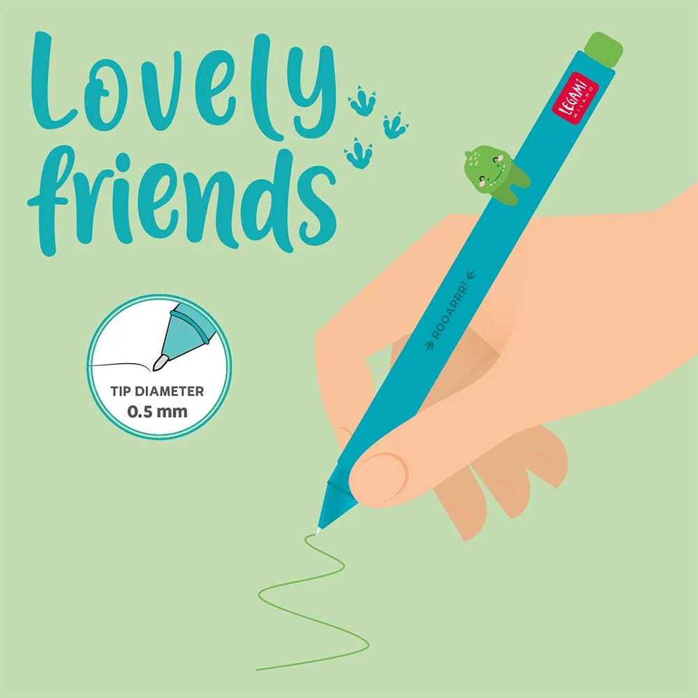 Στυλό Gel Με Πράσινο Mελάνι Lovely Friends Dino CPP0007 Legami - 1