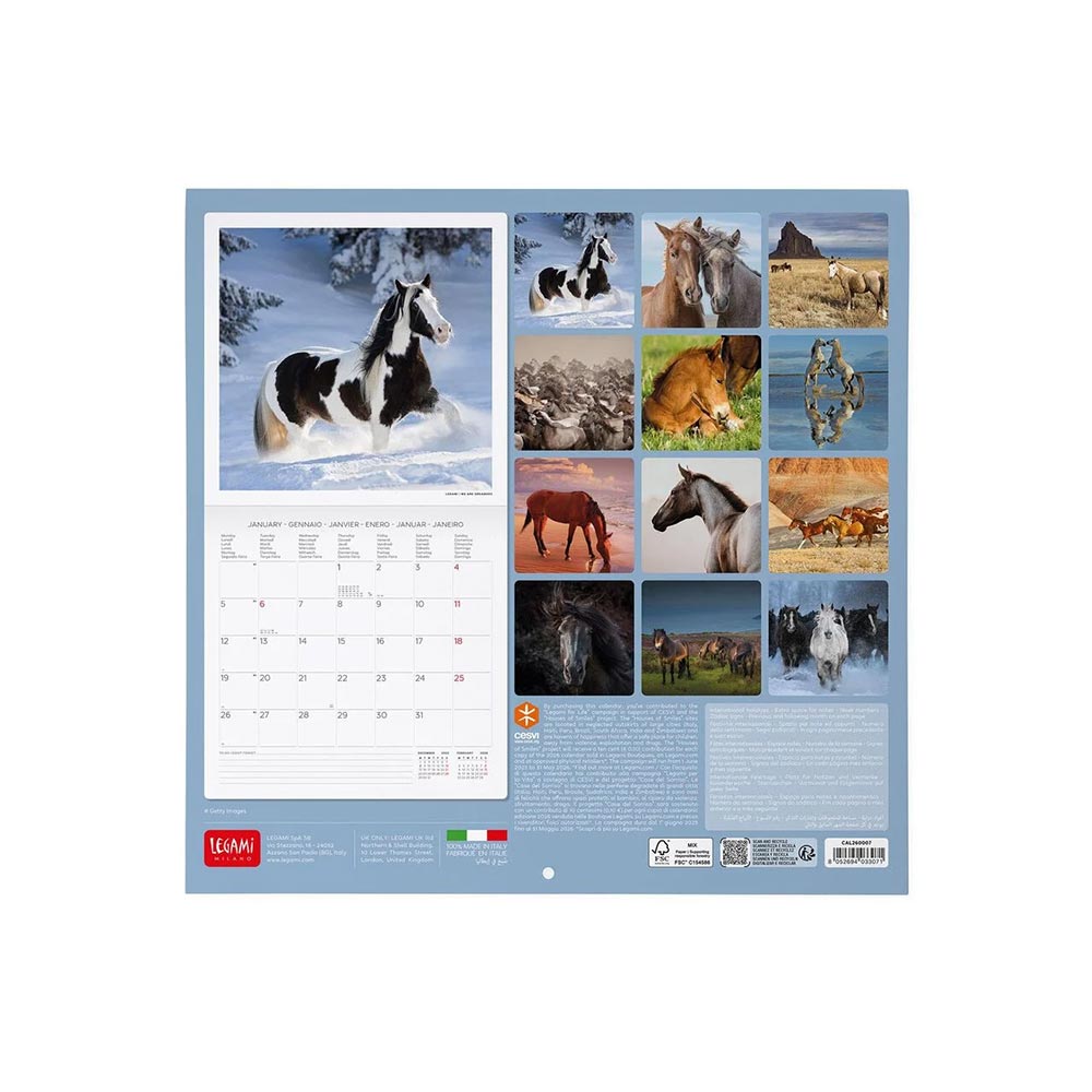 Μηνιαίο Επιτοίχιο Ημερολόγιο 2026 Wild Horses 30x29cm CAL260007 Legami - 2