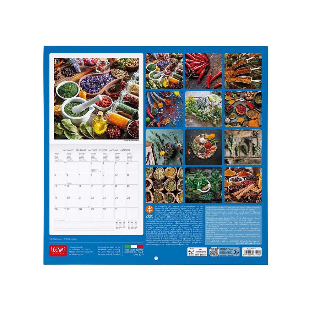 Μηνιαίο Επιτοίχιο Ημερολόγιο 2026 Herbs & Spices 30x29cm CAL260014 Legami - 1