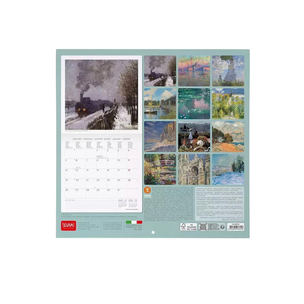 Μηνιαίο Επιτοίχιο Ημερολόγιο 2026 Claude Monet 30x29cm CAL260031 Legami - 1
