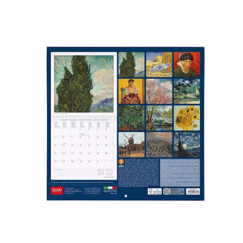 Μηνιαίο Επιτοίχιο Ημερολόγιο 2026 Vincent Van Gogh 30x29cm CAL260032 Legami - 2