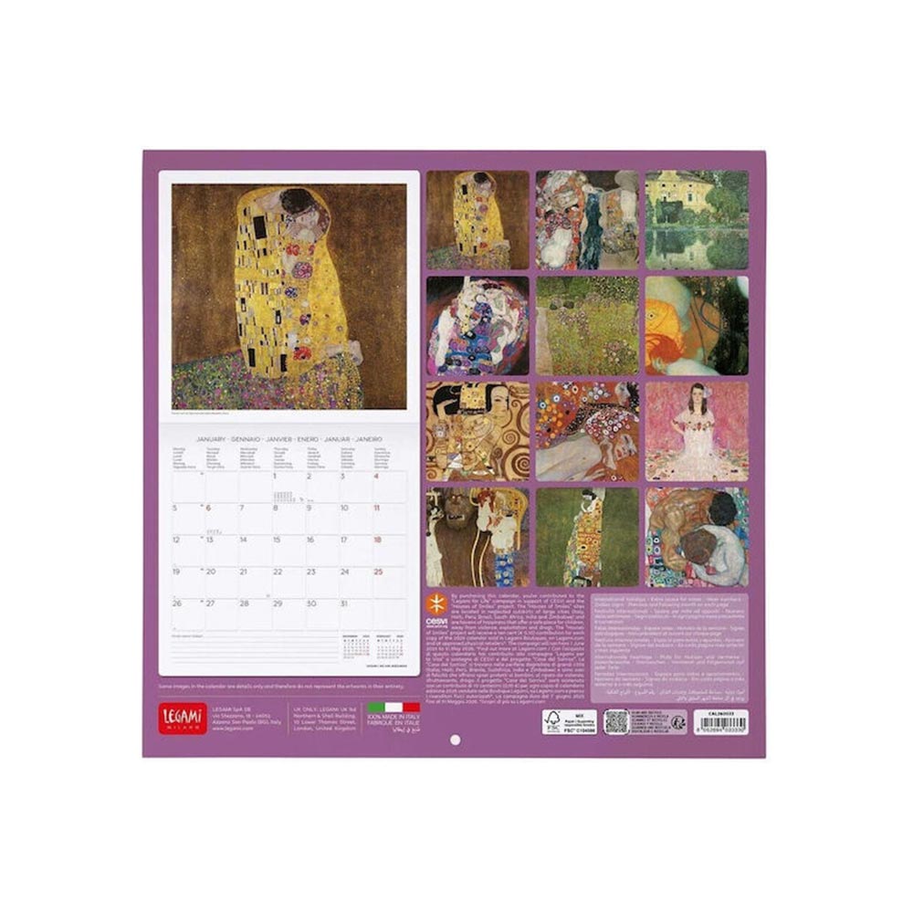 Μηνιαίο Επιτοίχιο Ημερολόγιο 2026 Gustav Klimt 30x29cm CAL260033 Legami - 1