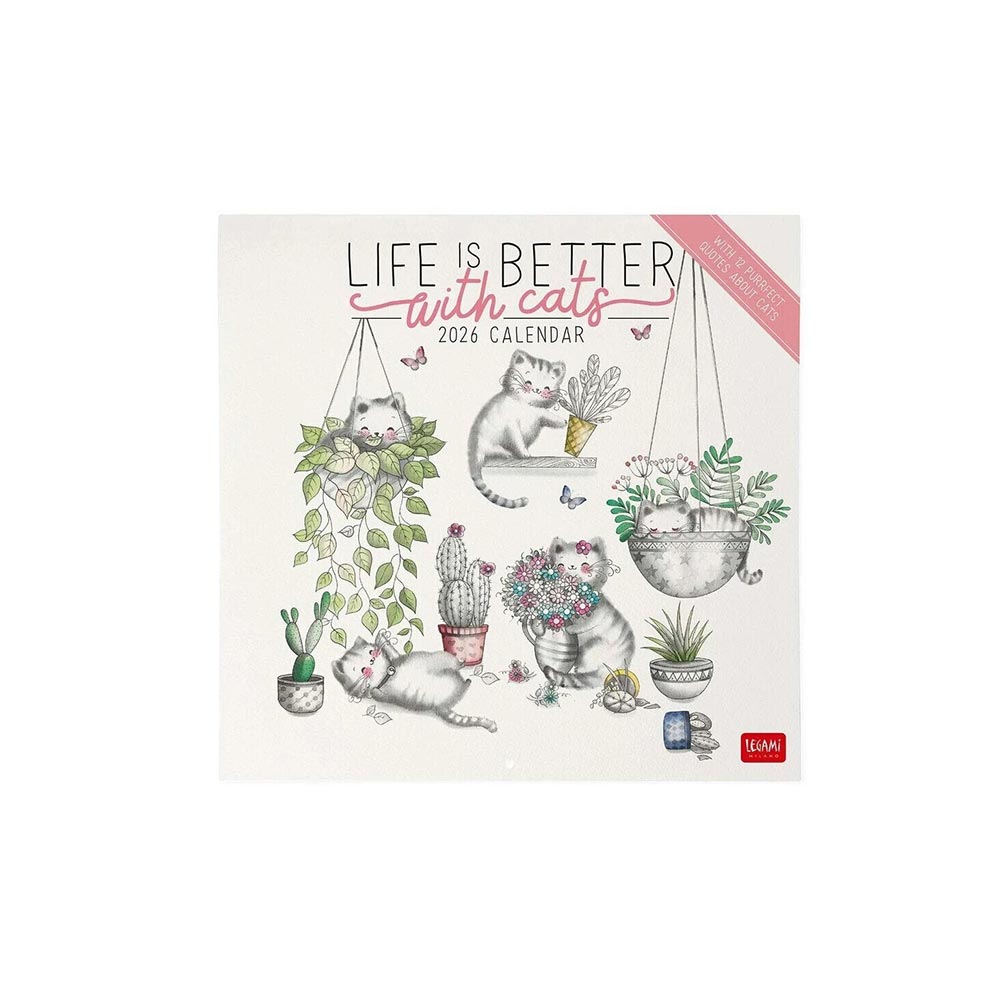 Μηνιαίο Επιτοίχιο Ημερολόγιο 2026 Sketchy Cats 30x29cm CAL260036 Legami - 106739