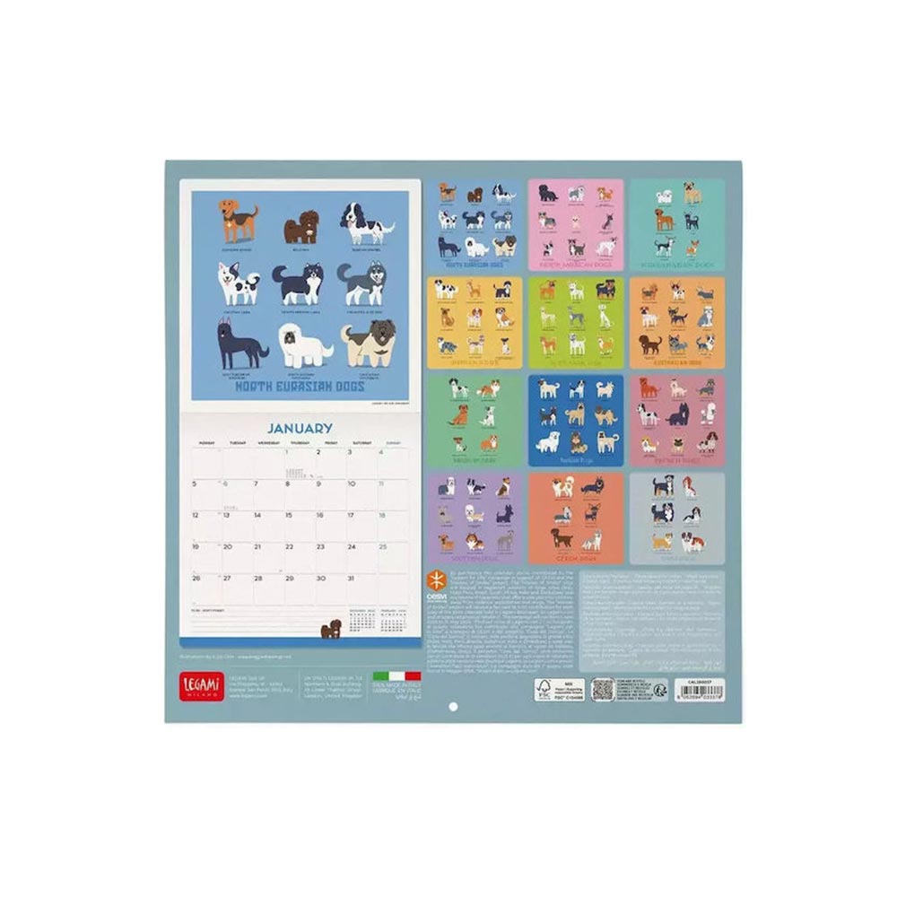Μηνιαίο Επιτοίχιο Ημερολόγιο 2026 Dogs of the World 30x29cm CAL260037 Legami - 1