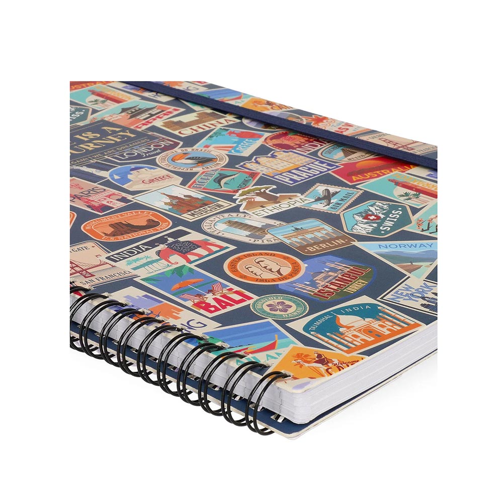 Σημειωματάριο Σπιράλ Ριγέ με Λάστιχο Α4 160Φ Travel Stickers A4NOTS0059 Legami - 2