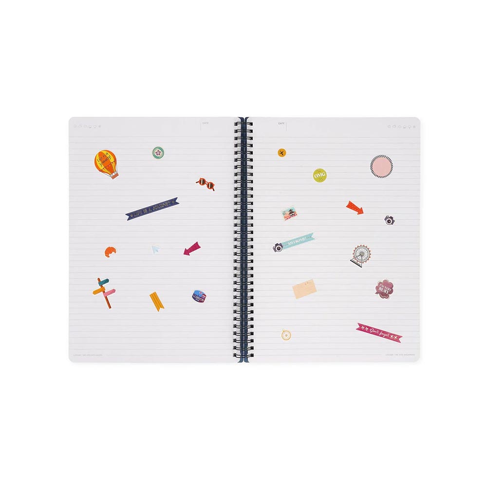 Σημειωματάριο Σπιράλ Ριγέ με Λάστιχο Α4 160Φ Travel Stickers A4NOTS0059 Legami - 3