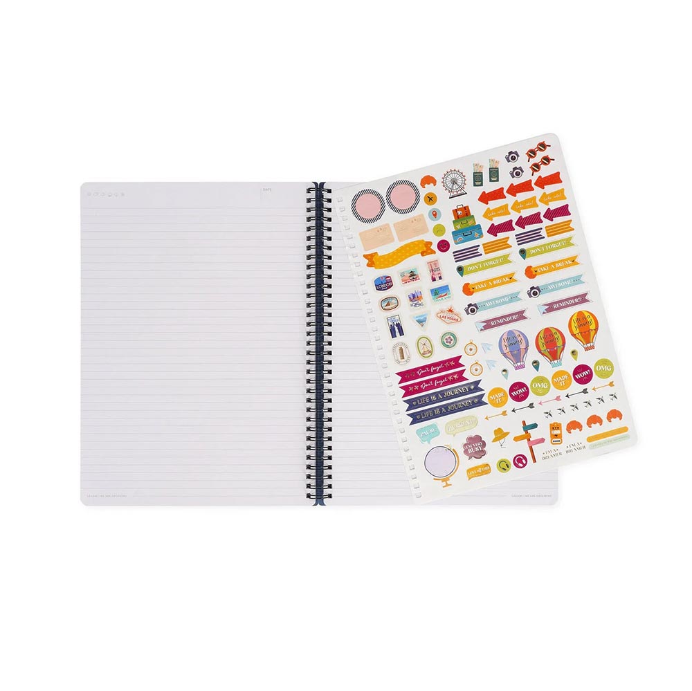 Σημειωματάριο Σπιράλ Ριγέ με Λάστιχο Α4 160Φ Travel Stickers A4NOTS0059 Legami - 4