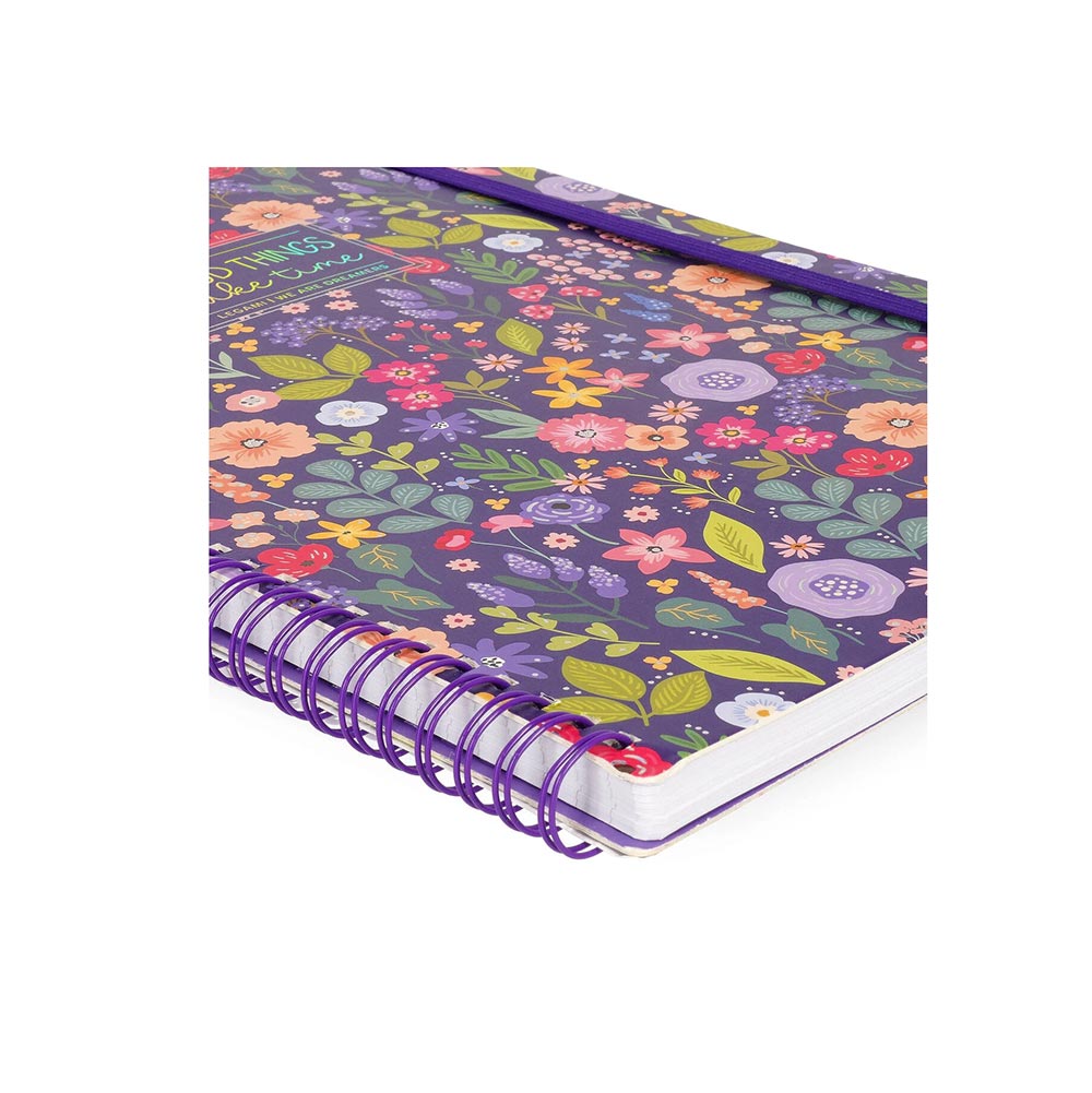 Σημειωματάριο Σπιράλ Ριγέ με Λάστιχο Α4 160Φ Flowers A4NOTS0060 Legami - 107188