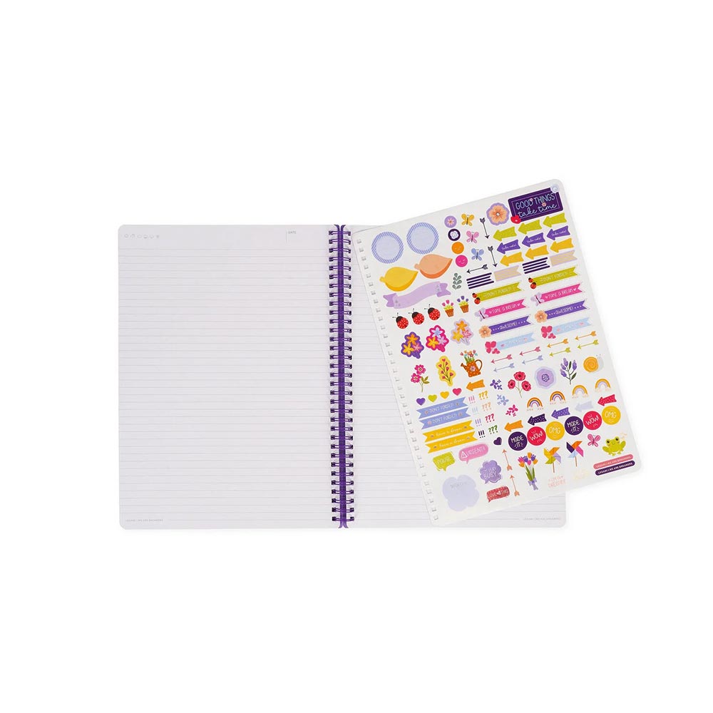 Σημειωματάριο Σπιράλ Ριγέ με Λάστιχο Α4 160Φ Flowers A4NOTS0060 Legami - 2