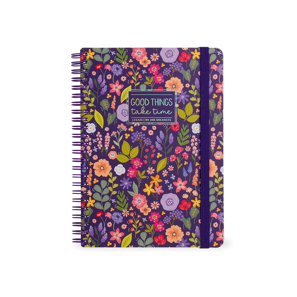 Σημειωματάριο Σπιράλ Ριγέ με Λάστιχο Α4 160Φ Flowers A4NOTS0060 Legami - 3