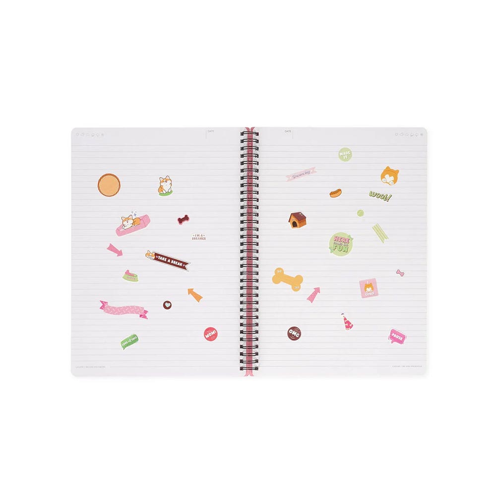 Σημειωματάριο Σπιράλ Ριγέ με Λάστιχο Α4 160Φ Corgi A4NOTS0062 Legami - 2