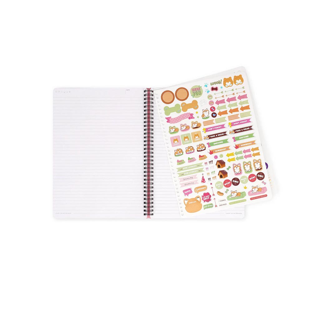 Σημειωματάριο Σπιράλ Ριγέ με Λάστιχο Α4 160Φ Corgi A4NOTS0062 Legami - 3