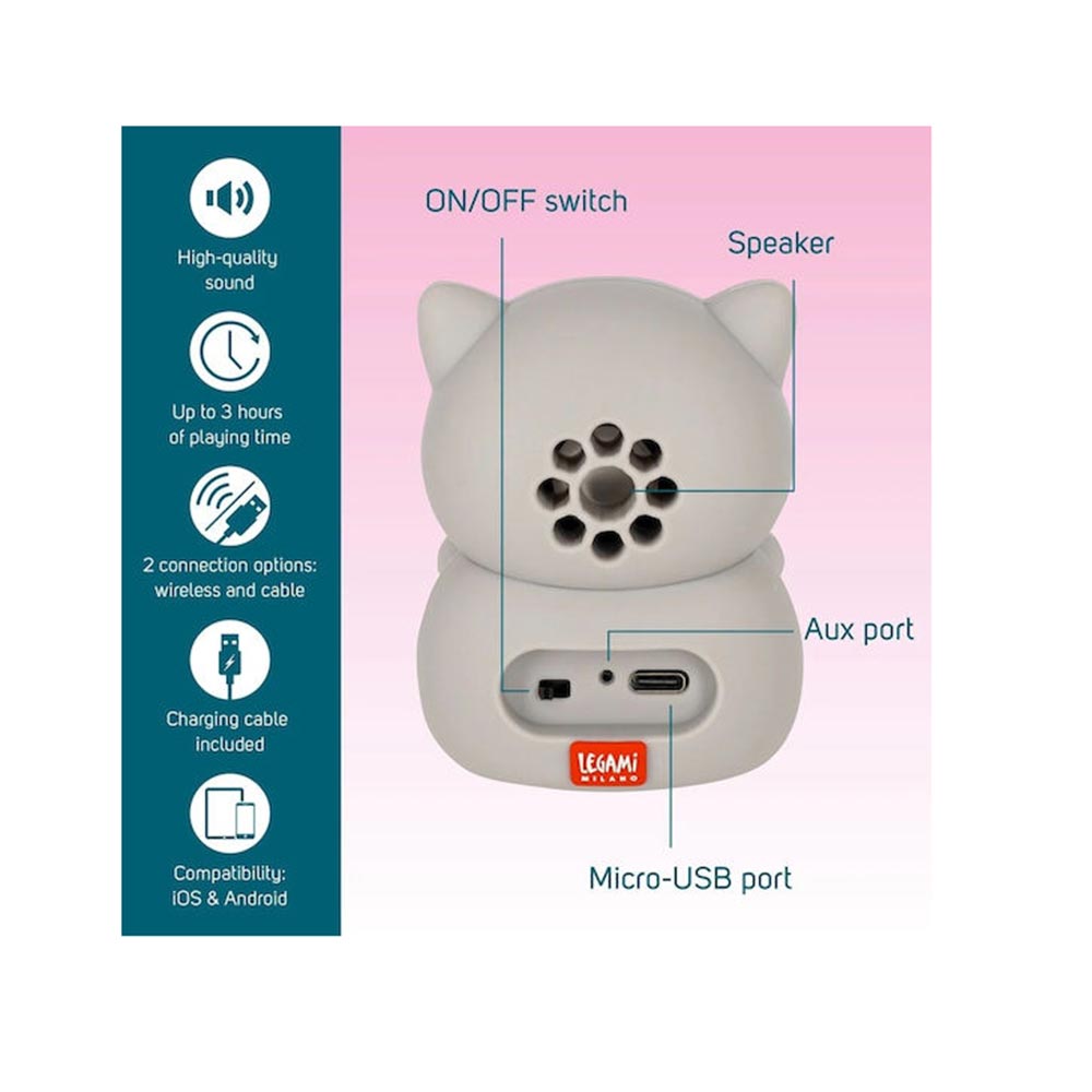Ασύρματο Ηχείο Βάση Υποστήριξης για το Κινητό The Sound of Cuteness - Kitty - SPS0006 Legami - 1