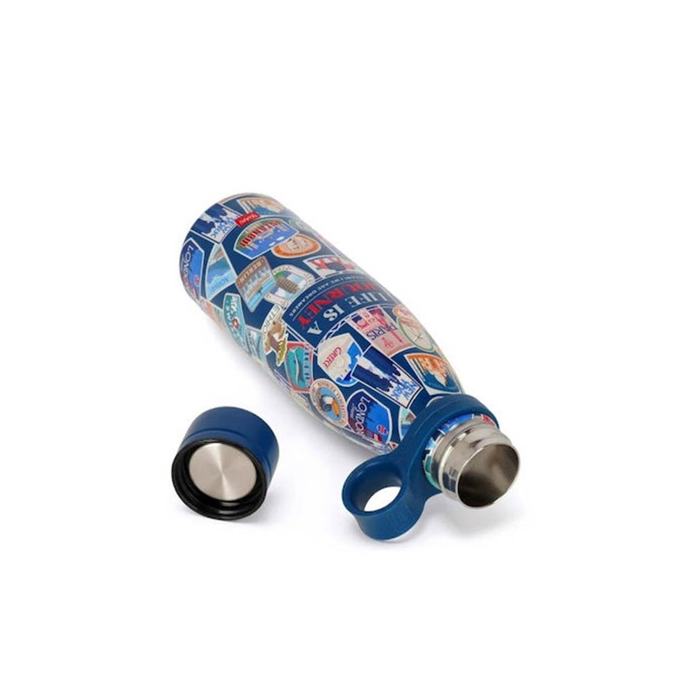 Ανοξείδωτο Μπουκάλι Θερμός Hot & Cold Vacuum Bottle - Travel Stickers - 500ml SSB0024 Legami - 1