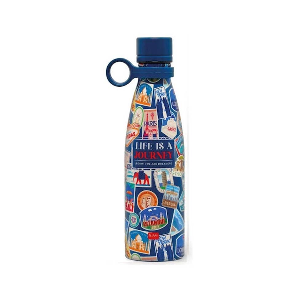 Ανοξείδωτο Μπουκάλι Θερμός Hot & Cold Vacuum Bottle - Travel Stickers - 500ml SSB0024 Legami - 123846