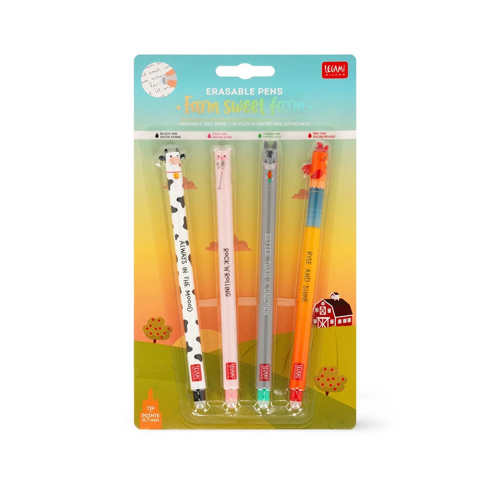 Σετ 4 Στυλό Gel Limited Edition Farm Sweet Farm Erasable EPSET0016 Legami - 120307