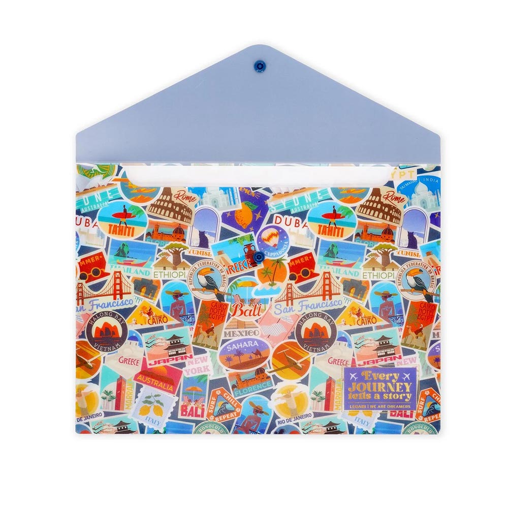 Φάκελος με Κουμπί Α4 Fold & Order - Travel Stickers PFB0003 Legami - 1