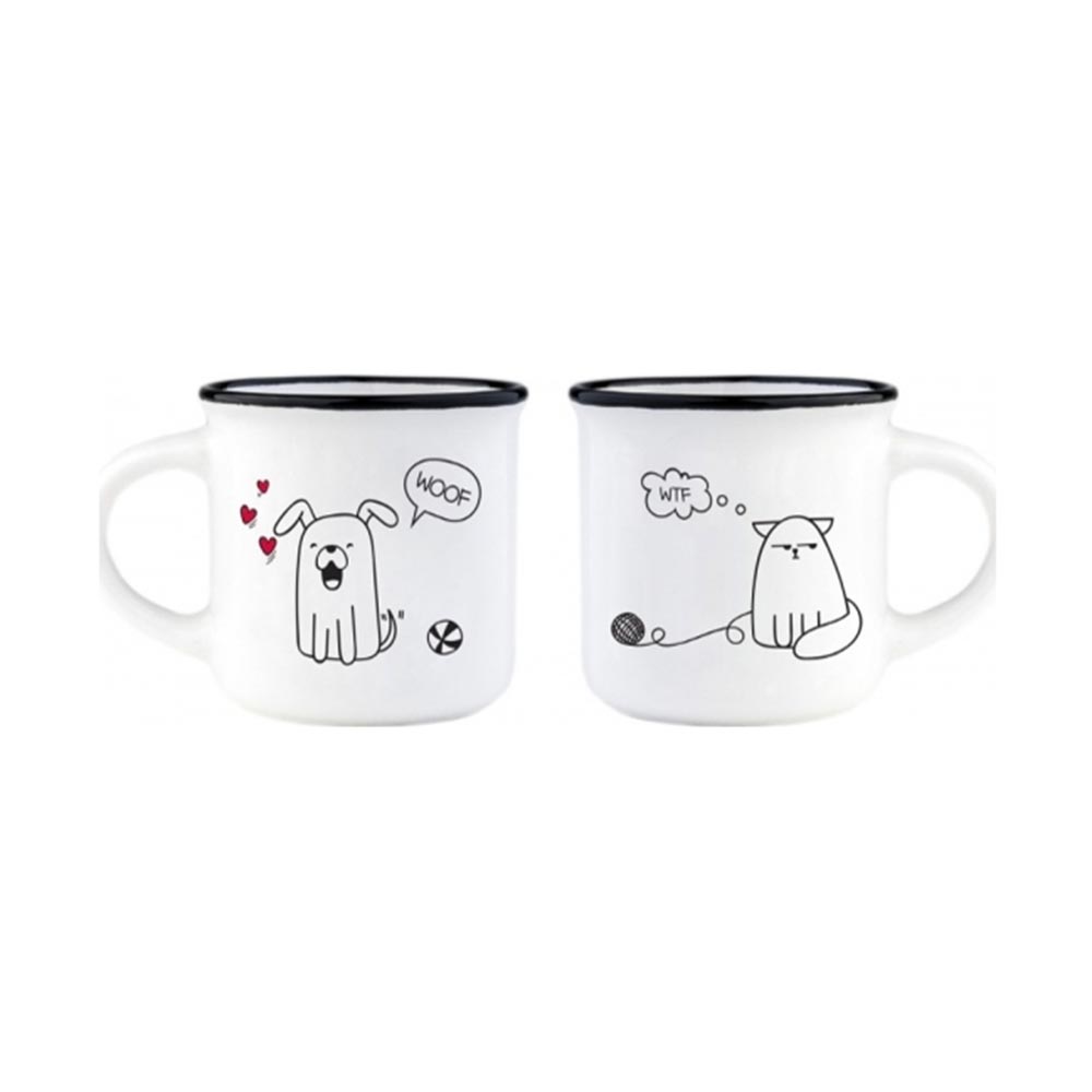 Σετ Φλιτζανάκια Espresso Dogs And Cats Κεραμικά Λευκά 50ml 2τεμ. MM0009 Legami - 1