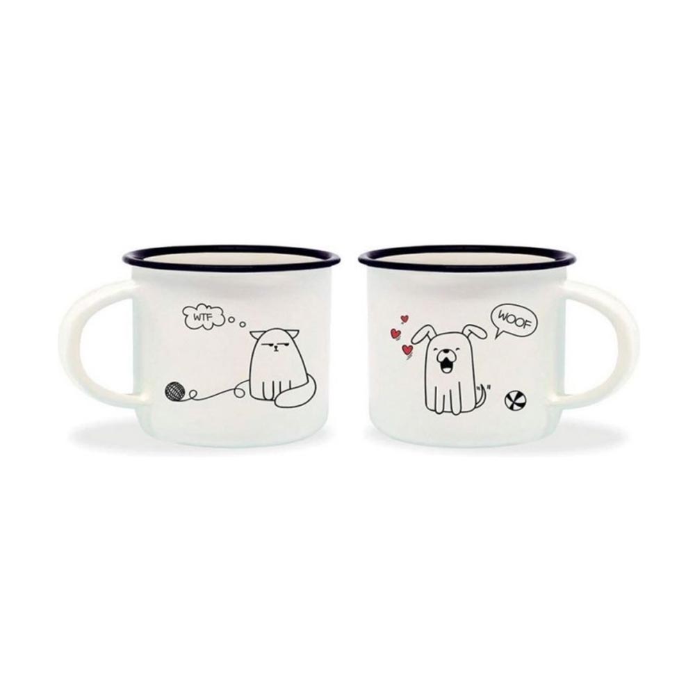 Σετ Φλιτζανάκια Espresso Dogs And Cats Κεραμικά Λευκά 50ml 2τεμ. MM0009 Legami - 4
