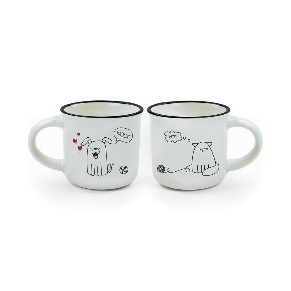 Σετ Φλιτζανάκια Espresso Dogs And Cats Κεραμικά Λευκά 50ml 2τεμ. MM0009 Legami - 25124