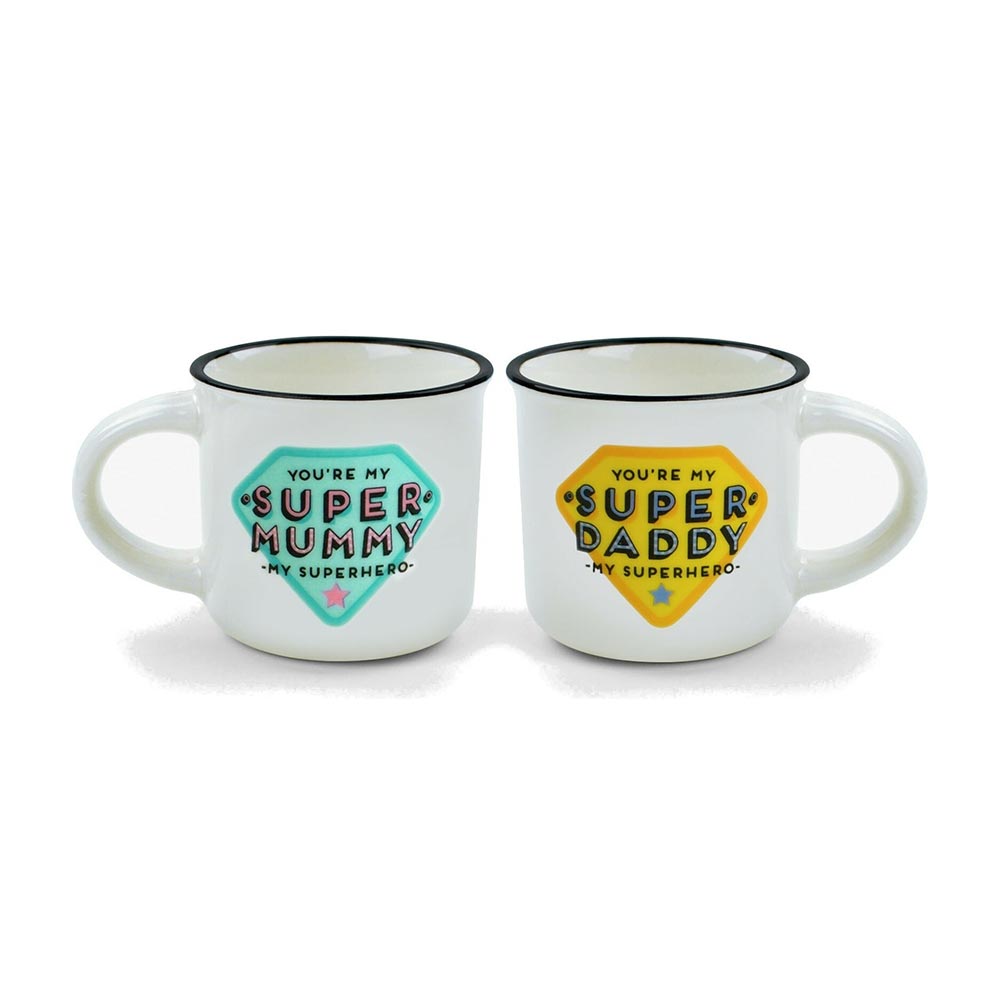 Σετ Φλιτζανάκια Espresso Super Daddy-Super Mummy Κεραμικά Λευκά 50ml 2τεμ. MM0015 Legami - 25114