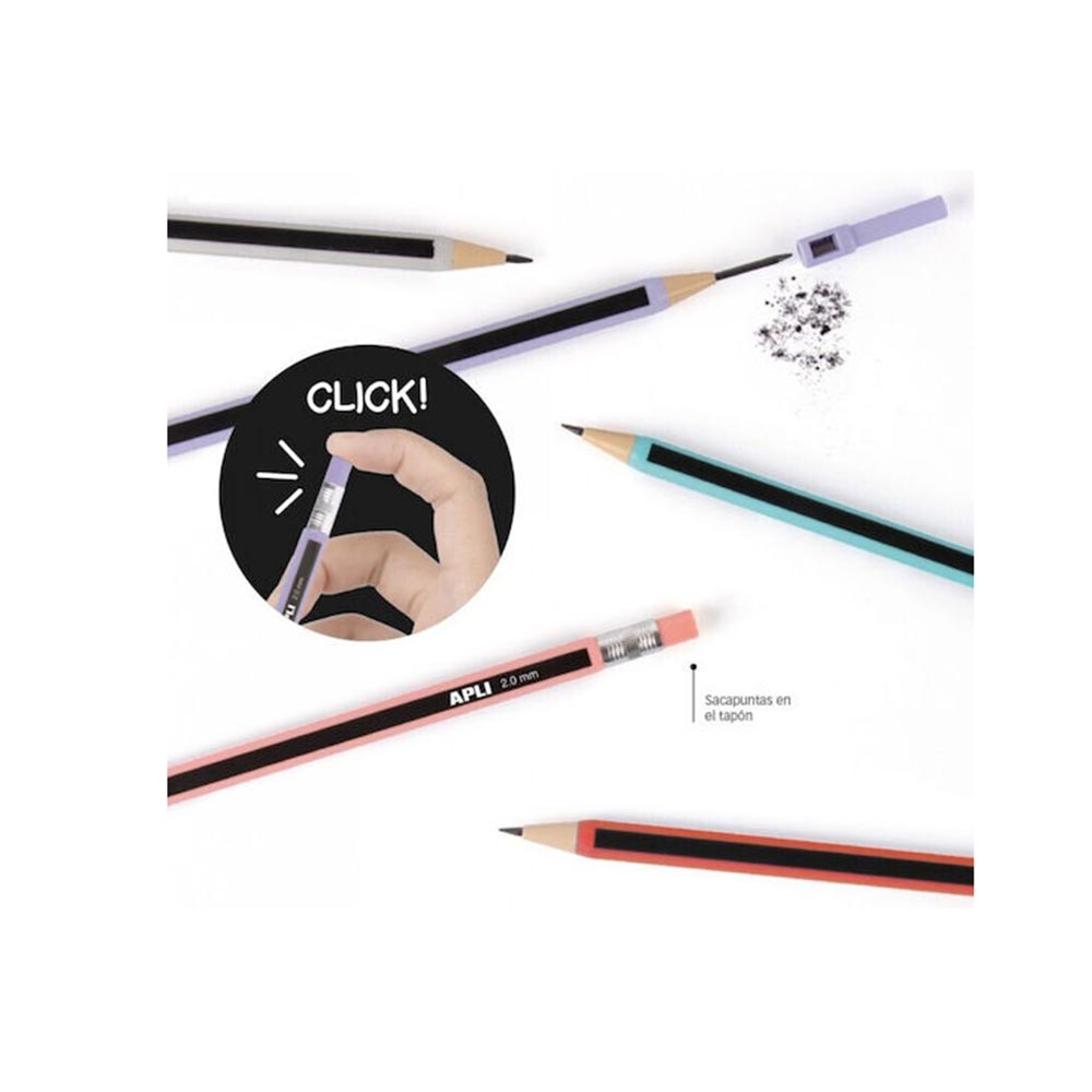Μηχανικό Μολύβι Click 2,0mm με Ξύστρα Apli - 1